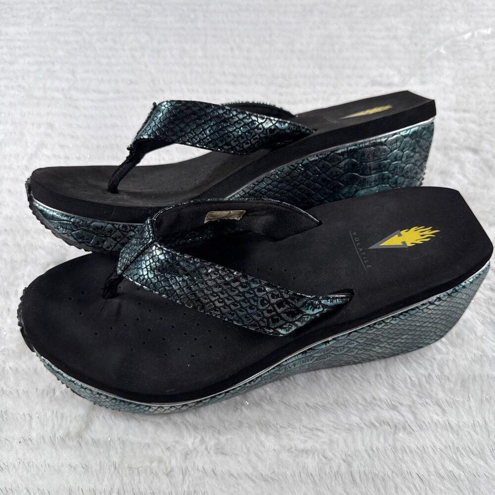 Volatile Island Wedge Sandals Slip-On Thong Platform Flip Flop W9 Mermaid